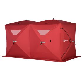 5-8 Person Pop-up Ice Fishing Shelter, Portable Ice Fishing Tent, Red