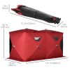 5-8 Person Pop-up Ice Fishing Shelter, Portable Ice Fishing Tent, Red