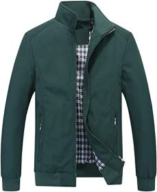 Men's Lightweight Casual Jackets Full-Zip Windbreakers Fashion Jackets Outerwear (Color: GREEN-3XL)