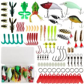 94Pcs Fishing Lures Kit Soft Plastic Fishing Baits Set with Soft Worms Frog Crankbaits Tackle Box for Freshwater and Saltwater to Bait Bass Trout Salm (Color: Multi, size: One size)