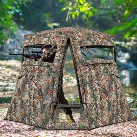 360° One Way See Through Ground Hunting Blind for Deer and Turkey Hunting (Color: Camouflage)